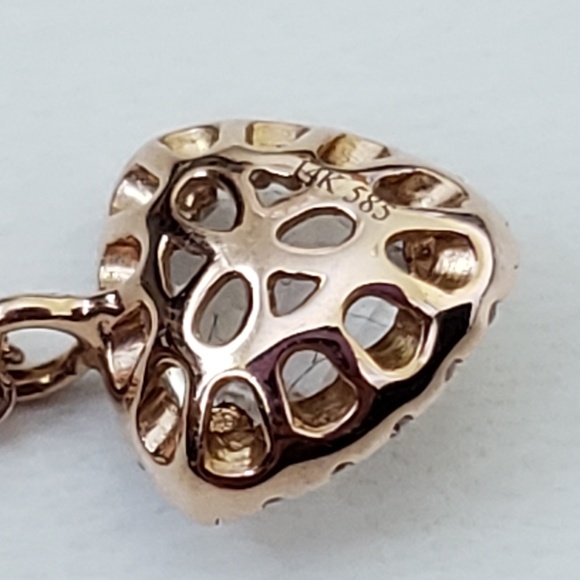 EF Collection 14K Rose Gold White Topaz Diamond 0.05 ctw Trillion Neckla… - Picture 6 of 7